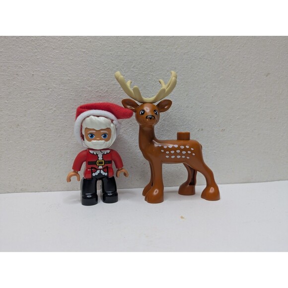 🍁 3/$20 Lego Duplo Figure Santa Claus Red Cloth Hat Reindeer Lot Christmas - Picture 1 of 5